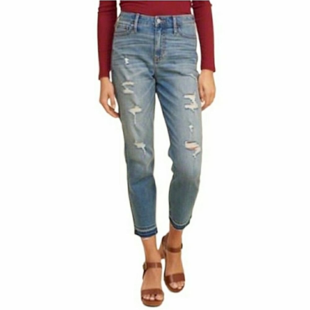 Hollister Collection Boyfriend High Rise Jeans Size 5 27 Raw Edge Distressed